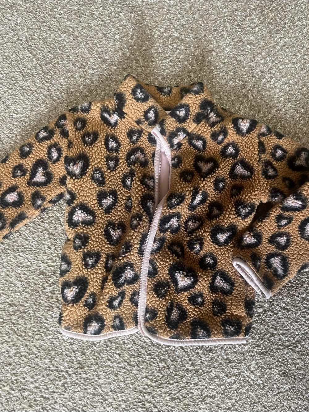 Kids Leopard Print Sherpa Jacket - Brown